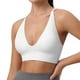 thumbnail image 3 of Sujetador deportivo largo con cuello en V para mujer - Tirantes finos ajustables - Top de yoga y fitness con copas acolchadas - Ropa deportiva de nailon y spandex, 3 of 8