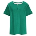 thumbnail image 6 of Plus Size Tops for Women Short Sleeve Summer Pullover Solid V Neck Tee Tunic Loose Fit Tshirts Green Xxxl, 6 of 6