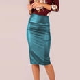 thumbnail image 5 of Aayomet Jupe en Cuir pour Femmes avec Fentes et Style Punk Moulant pour Femmes (Bleu, m), 5 of 5