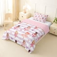 thumbnail image 2 of Castle Fairy Cartoon Ballet Girl Twin Comforter Sets 2pcs,Musical Notes Stripes Bedding Set,Purple,Pink Reversible,1 Comforter and 1 Pillowcase, 2 of 6