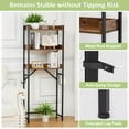 thumbnail image 5 of Over The Toilet Storage Rack, 3 Tier Bathroom Over Toilet Shelf Organizer, Freestanding Above Toilet Storage Stand with Hooks and Roll Holder, Wooden Bathroom Space Saver, Easy to Assemble, 5 of 8