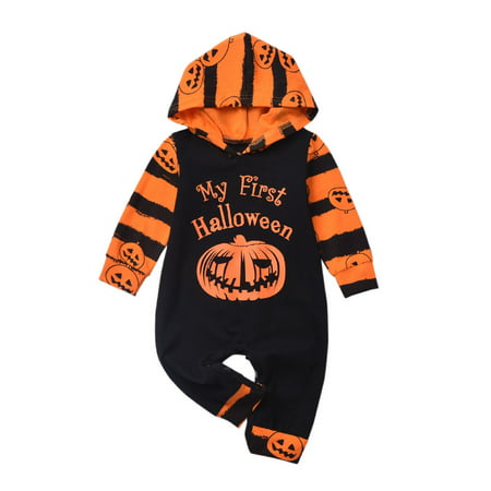 Baby Girls Boys Hooded Letters Print Rompers Jumpsuit Outfits Fashion Brand New Halloween baby costume Newborn Infant