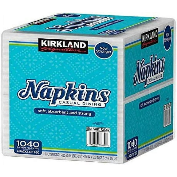 Signature White 1-Ply Embossed, Soft Strong Absorbent Casual Dining Paper Napkins - 1040 Count