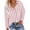Hot Pink, variant on Women's Striped Button Down Shirts Cotton Linen Casual Long Sleeve Tops Collared Office Work Blouses with Pocket Gray S