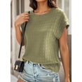 thumbnail image 3 of Weardear Womens Casual Tops Cap Short Sleeve T Shirt Round Neck Textured Fall Basic Shirt, 3 of 5