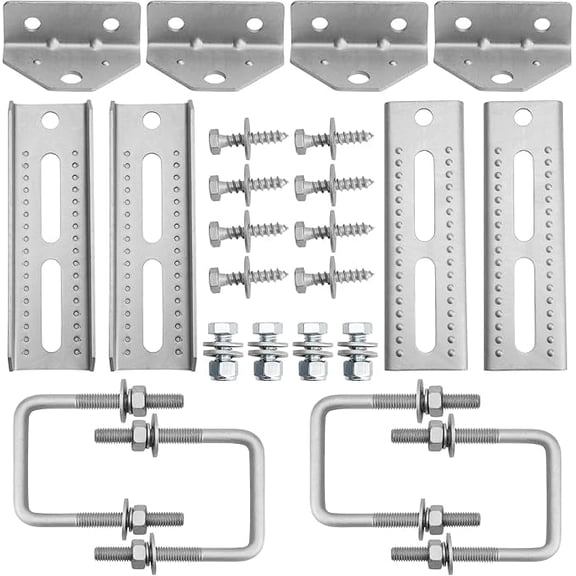 4 Pack 8 Inch Galvanized Swivel Top Boat Trailer Bunk Brackets for Multiple Crossmember Sizes
