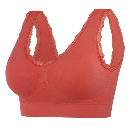 Sleeping Bras for Women No Underwire Bra Feature V-Neck Balconette Bra Style W-828 Red XXL