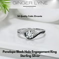 thumbnail image 3 of Penelope Black Halo Engagement Ring for Women Sterling Silver Wedding Ring Ginger Lyne Collection, 3 of 7