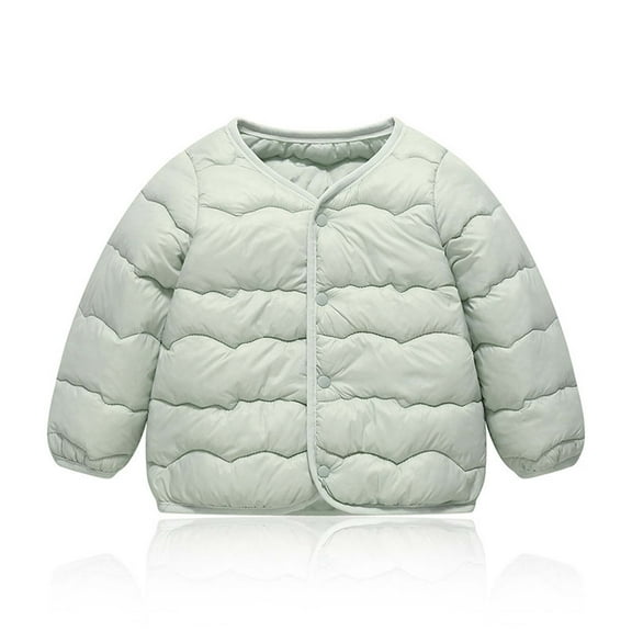 NAISIBABY Boys Girls Quilted Jacket Size 6, Long Sleeve Button Down Soft Lightweight Kids Warm Padded Coat Green(1-7T)