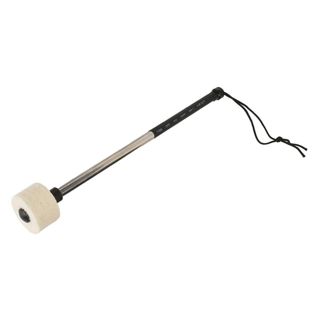 Accesorio de percusión con banda de fieltro blanco, mazo de tambor con varilla de acero inoxidable para interpretación