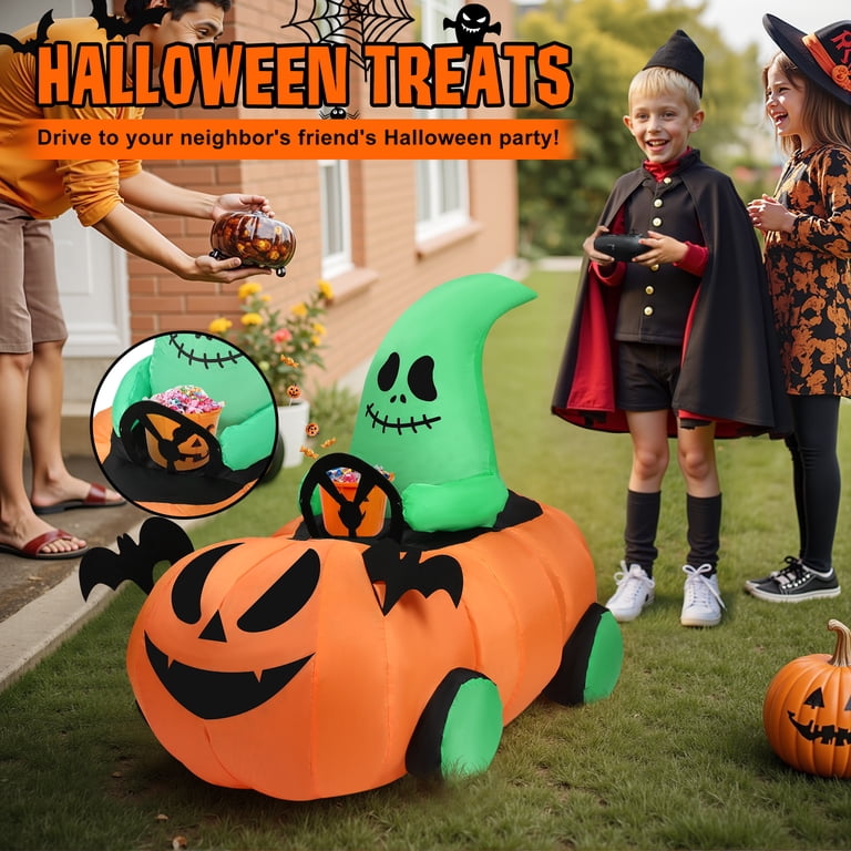 Firstness 2.6ft Remote Control Halloween Inflatable Pumpkin Ghost