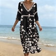 thumbnail image 6 of QUNYINEY 3/4 Sleeve Women's Plus Size Dresses Floral Beach Midi Summer A Line Dress Beach Loose Fit V Neck Dresses, 6 of 6