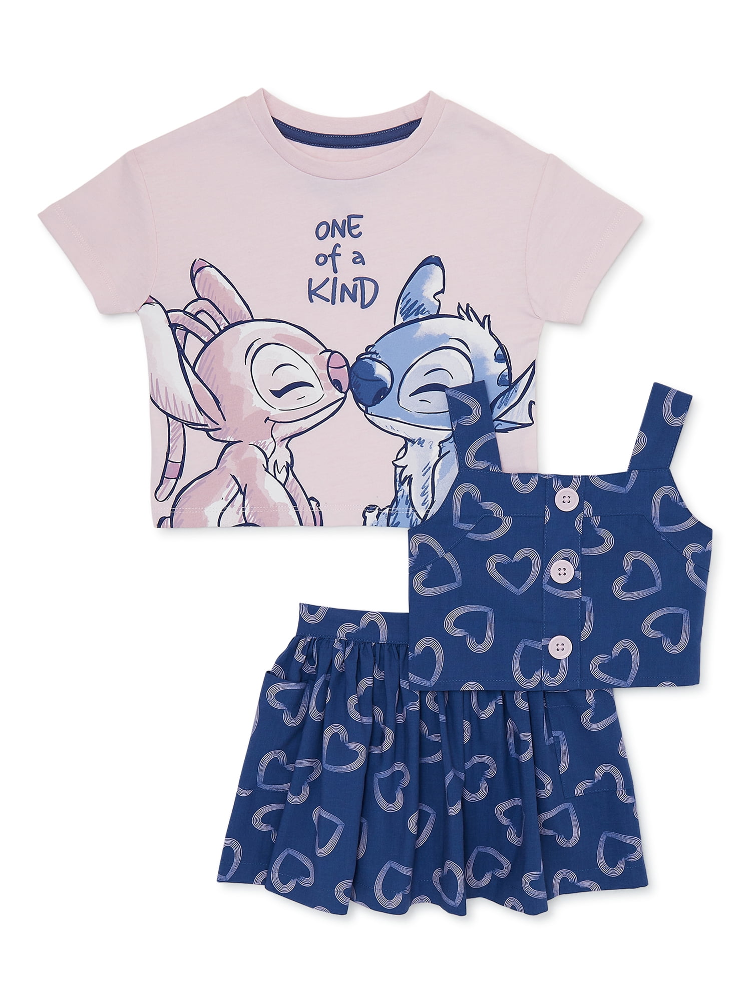 Stitch Baby and Toddler Girls Tee, Tank and Skirt Set, 3-Piece, Sizes 12M-5T
