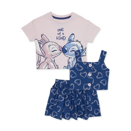 

Stitch Baby and Toddler Girls Tee Tank and Skirt Set 3-Piece Sizes 12M-5T