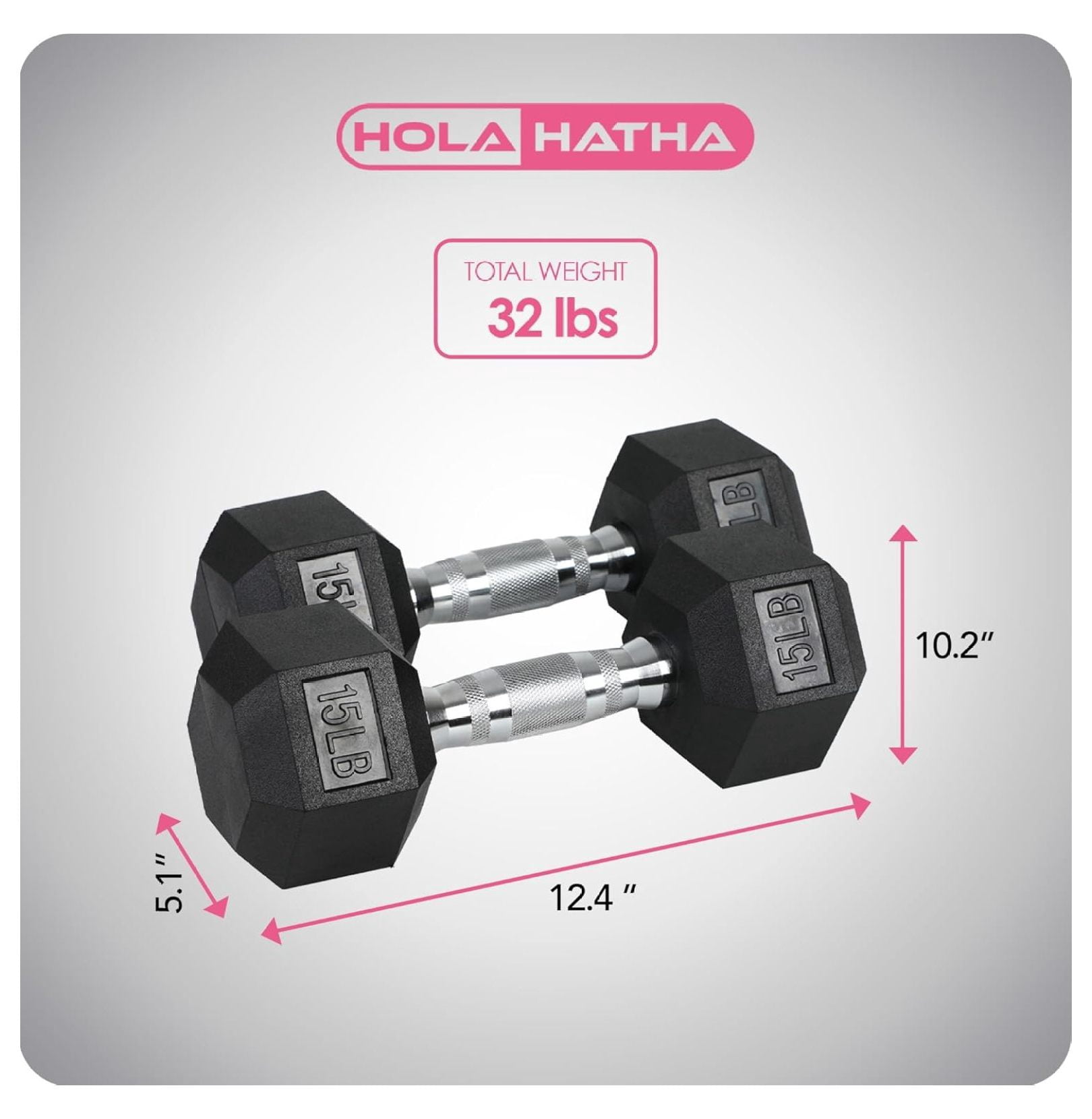 Iron Hexagonal Cast Exercise Dumbbell Free Weight with Contoured Textured Grip for Home Gym Exercise and Strength Training