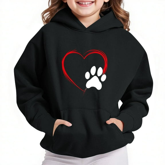 Elvqul Big Girls Plain Hoodies Shirts Pullover Teen Black Hooded Sweatshirts for Kids