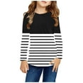 thumbnail image 2 of AherBiu Toddler Girl Tops Long Sleeve Striped Color Blocking Kids Shirts Crewneck Casual Fall Clothes Tunic, 2 of 6