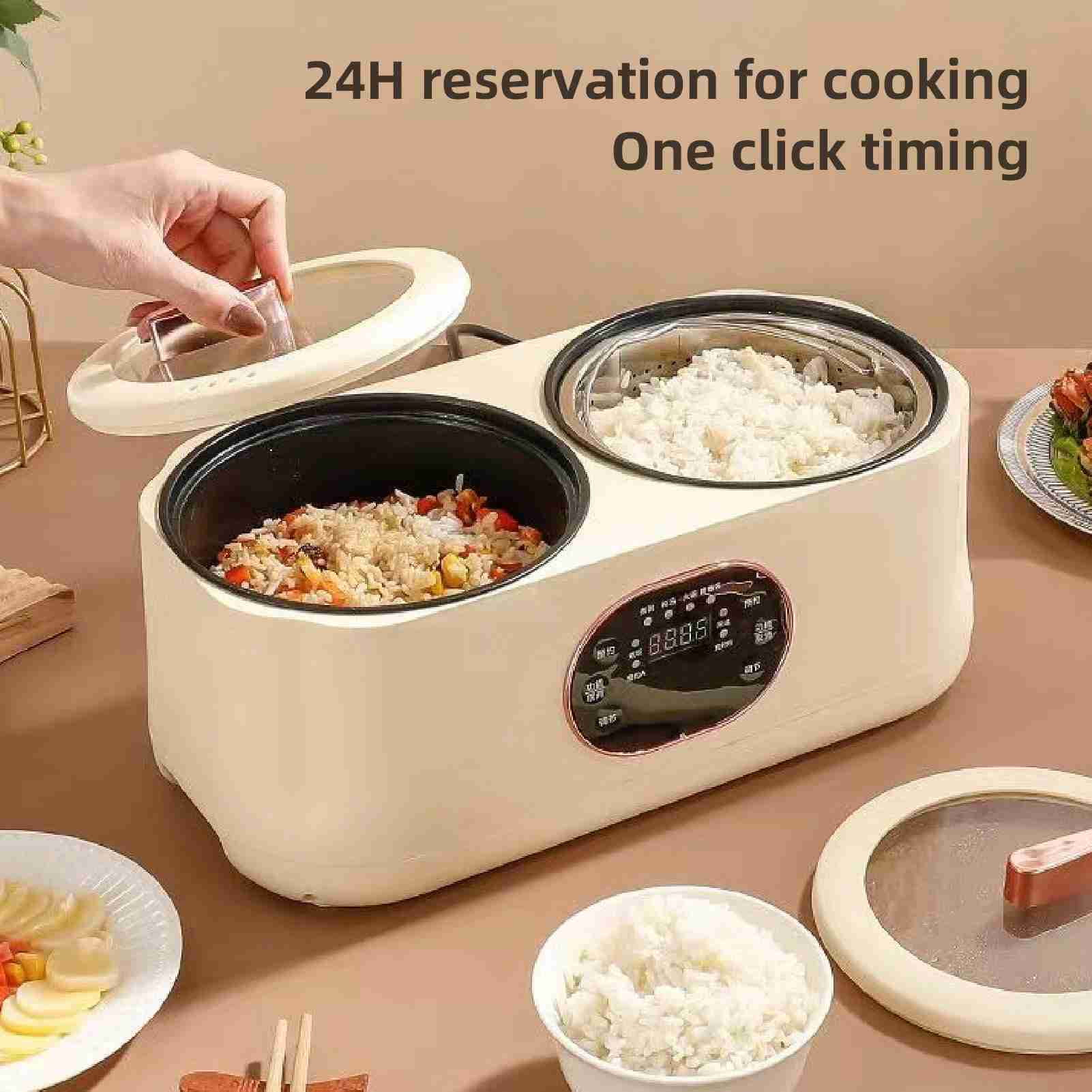 Suodoka Dual‑Liner Smart Rice Cooker – 6‑Function Electric Pot with Insulation, Detachable Lid, Touch‑Panel Control, and Simultaneous Cooking