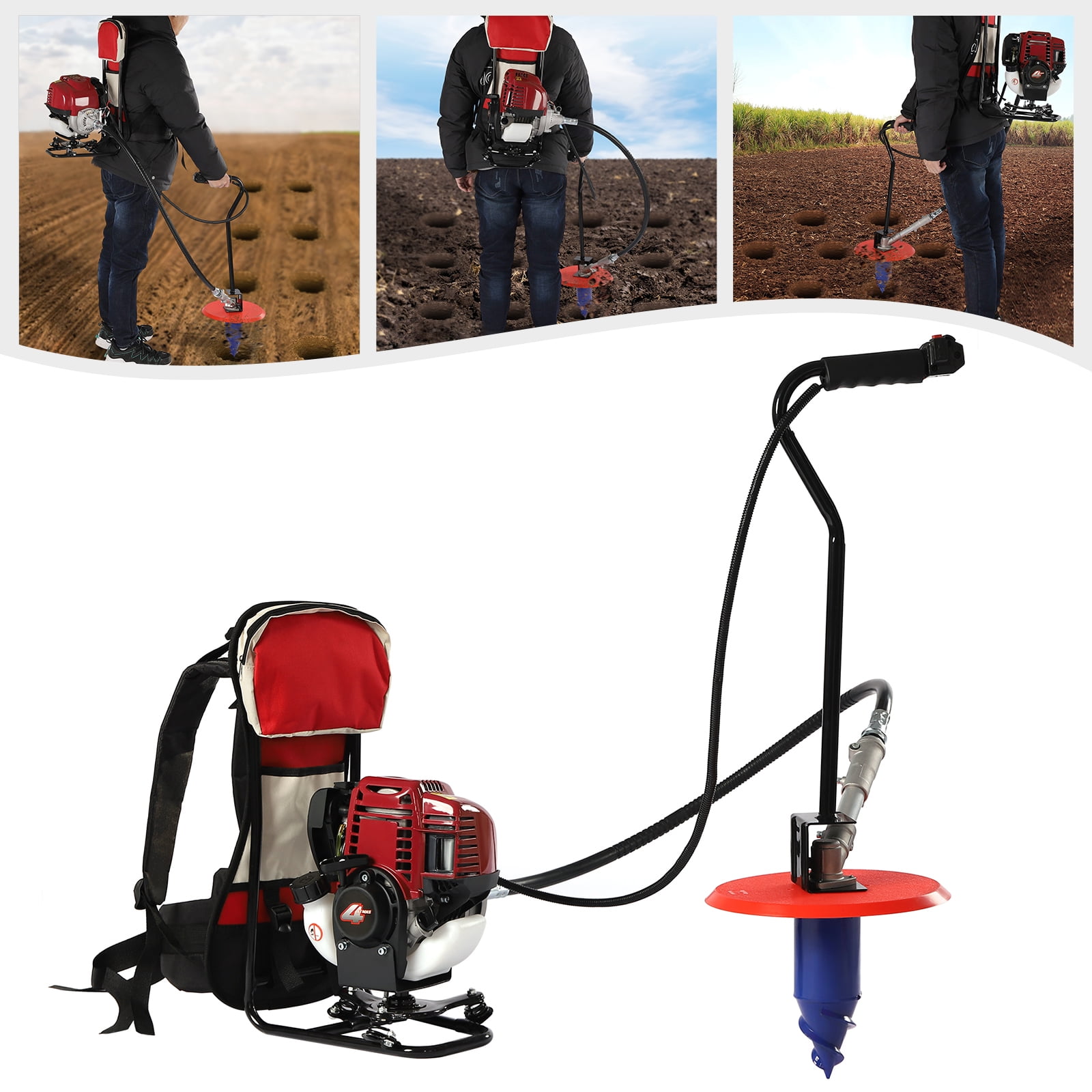 Miumaeov 35CC 4Stroke Gas Powered Tiller Cultivator, SingleCylinder