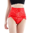 thumbnail image 1 of Gibobby Ropa Interior para Mujer Ropa interior Sexy moldeadora encaje para mujer, ropa interior cintura alta, bragas transparentes malla bordada, ropa interior talla grande, bragas（Rojo， 2XL), 1 of 5