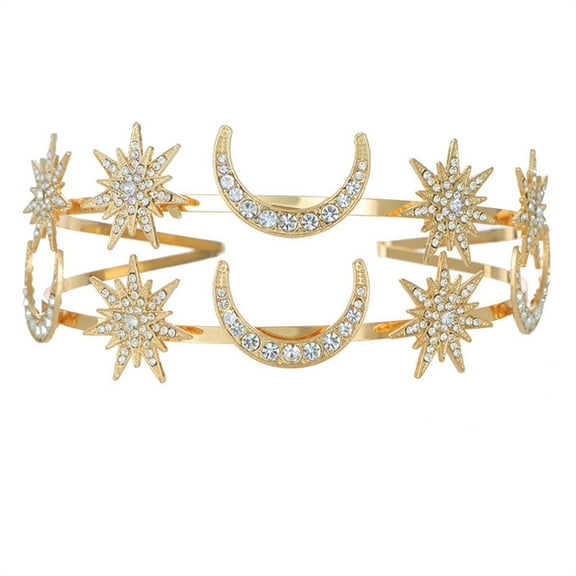 Necvior Party Headband Bohemian Rhinestones Star Moon Hairband Tiaras Crowns Headpiece