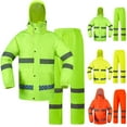 thumbnail image 1 of Sentmoon Ensemble de 2 Pcs Manteaux de Pluie pour Hommes Imperméables avec Capuchon et Pantalons de Randonnée Manches Longues Imperméables pour Femmes Extérieur Réfléchissants Ponchos pour Adultes avec Capuchon pour la Randonnée, le Camping Orange G, 1 of 7
