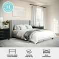thumbnail image 3 of Martha Stewart Kay Full Upholstered Platform Bed with Channel Stitched Wingback Headboard and Cushioned Siderails, Wood Slat Foundation, No Box Spring Needed, Gray, 3 of 11