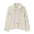 thumbnail image 3 of Women's long-sleeved comfortable and warm wool bed Coat with zipper stand collar, plus size, 3 of 7