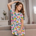 thumbnail image 3 of Xecao Pineapple And Leaves for Women's Loose Nightgown Sleepwear Short Sleeves Shirt Casual Print Sleepdress, 3 of 6