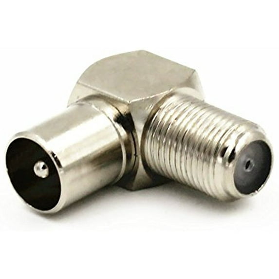 F Type Coaxial Coax Female Jack to Right Angle TV Plug Male Adapter Connector Quick USA Shipping