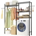 thumbnail image 4 of Portable Metal Storage Closet with Adjustable Shelves and Hanging Rod for Laundry Room, Bathroom, Bedroom - Heavy Duty Wire Garment Rack Organizer for Clothes, Shoes, Towels, 4 of 6