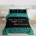 thumbnail image 2 of jejeloiu Inspirational Quote Theme Bedding Comforter Set,Wild Zebra Stripes Twin Comforter Sets,Cyan Black Bedding Set For Girls Boys,Microfiber Bedroom Decor Reversible,2pcs, 2 of 8