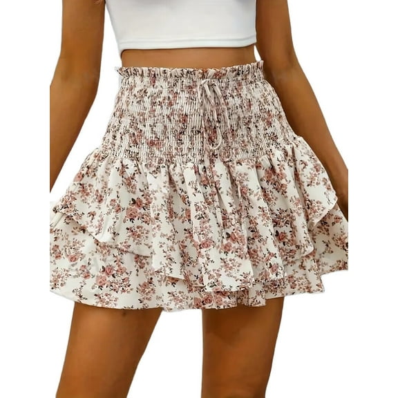 Women'S High Waist Ruffle Mini Shorts Cute Tiered Short Shorts with Shorts Underneath  S