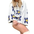 thumbnail image 4 of Seyurigaoka Women 2Pcs Fall Outfits Off Shoulder Floral Knit Tops + Zip Shorts, 4 of 10