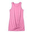 thumbnail image 3 of LRen Girls Sleeveless Ruffle Beach Dress Swim Cover Up Kids Summer Solid Color Swimsuit Soft Loose Coverup Twist Front Beach Dress, 3 of 6