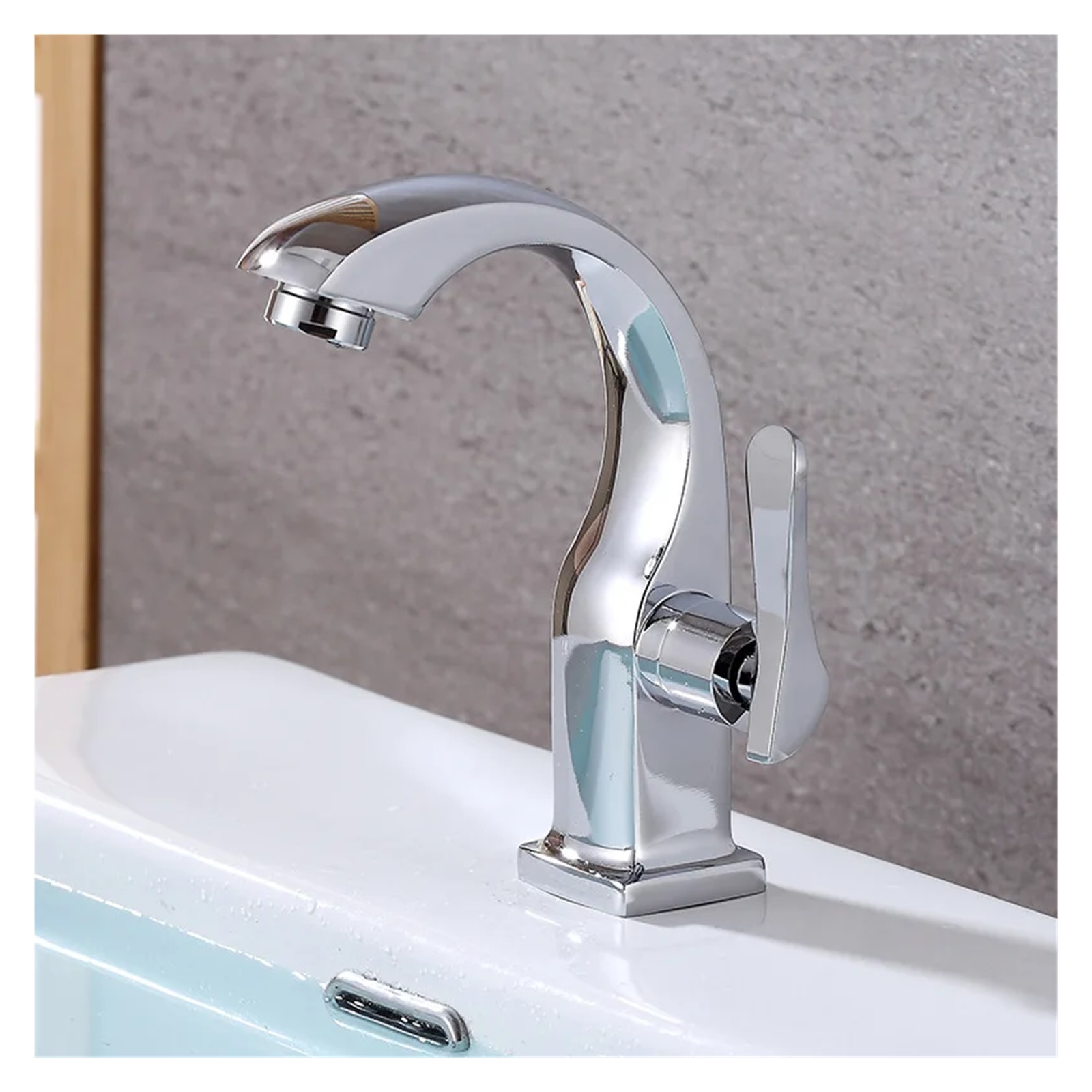 Only Cold Basin Faucet, Zinc Alloy Bathroom Water Faucet, Deck Mounted Basin Sink Water Taps, Chrome Kitchen Accessories
