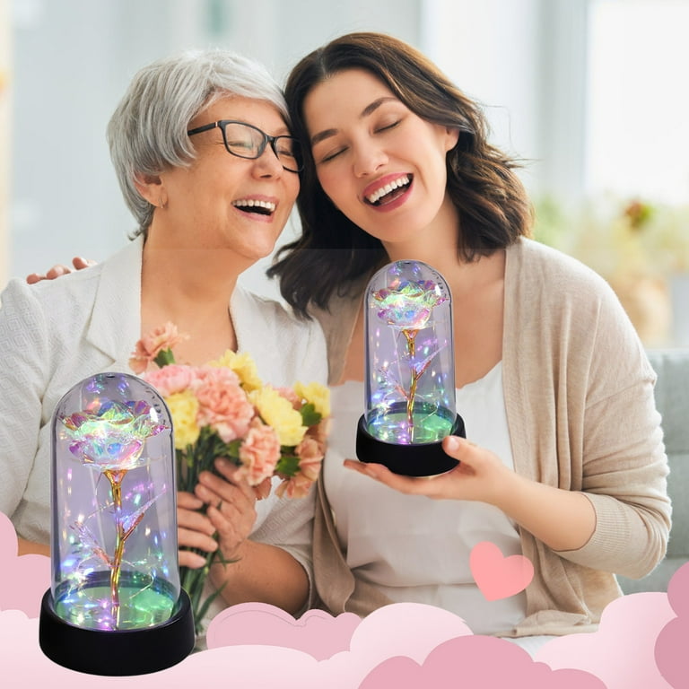 Forever Rose Flower Night Light Gifts for Her,LED Light Decor with