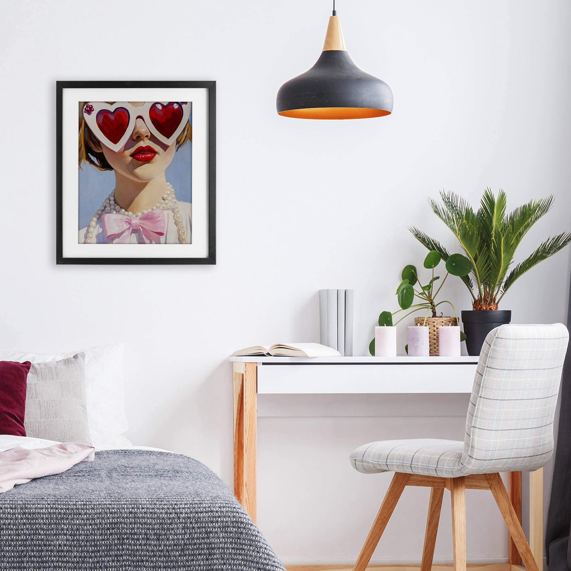 Stupell Industries Romantic Red Heart Glasses Black Framed Print Under Glass, design by The Prints Vibe