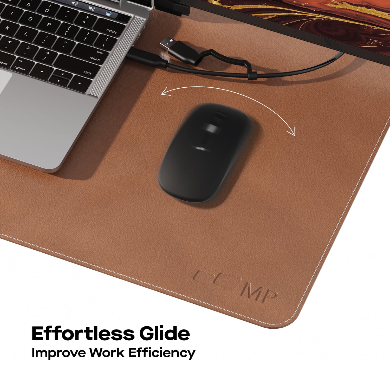 Mobile Pixels 31.5-In. x 15.75-In. PU Leather Desk Mat (Oak Brown), 115-1001P02PT