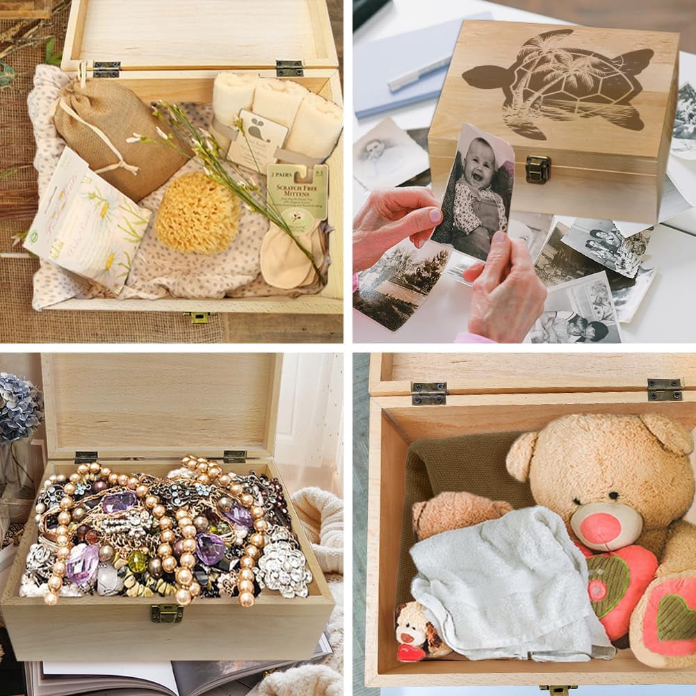 Brown 1 Pc Wooden Memory Keepsake Box Sea Turtle Memory Box with Hinged Lids Summer Beach Animals Theme Keepsake Chest for Anniversary Wedding Souvenirs Picture Letter Storage 9.6x7.6x4inch