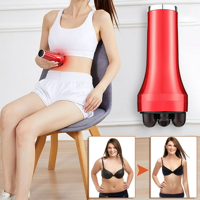 Dispositivo de masaje portátil de terapia de luz roja de 9 modos con 3 cabezales de masaje, diseño ergonómico para relajación abdominal, temporizador de apagado automático de 15 minutos, batería