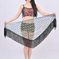 thumbnail image 4 of Xfvqtps Woman Sequin Dance Skirt Tassel Triangular Belt Belly Dancing Waist Towel Waist Chain Hip Towel Performance Skirt White, 4 of 7