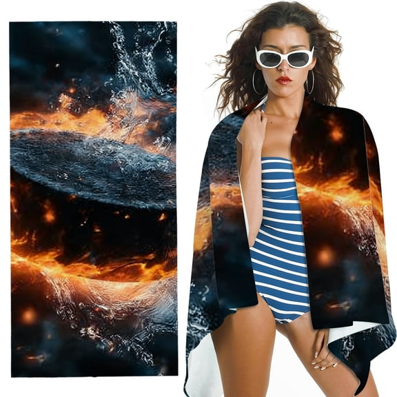 RKSupls Ice Hockey Puck Microfiber Beach Towel, Extra Large Quick Dry Lightweight Absorbent Towel for Travel Swimming Camping, Soft Super Absorbent- 30x60 in