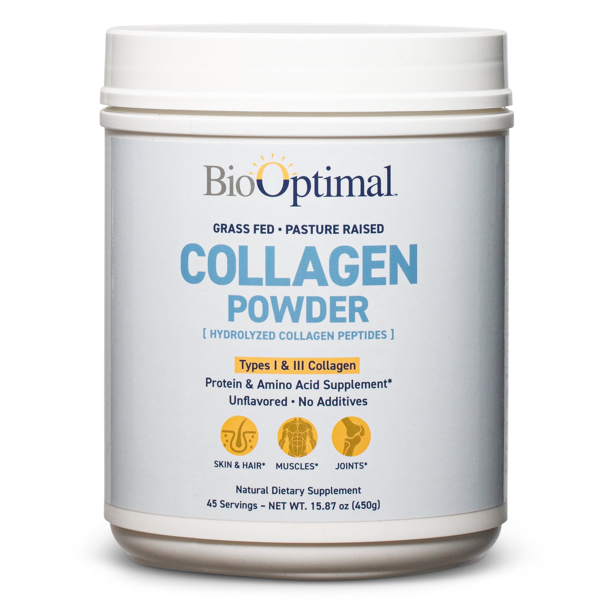 BioOptimal Collagen Peptides Powder for Skin, Hair, Muscles & Joints, Women & Men of All Ages, 450g