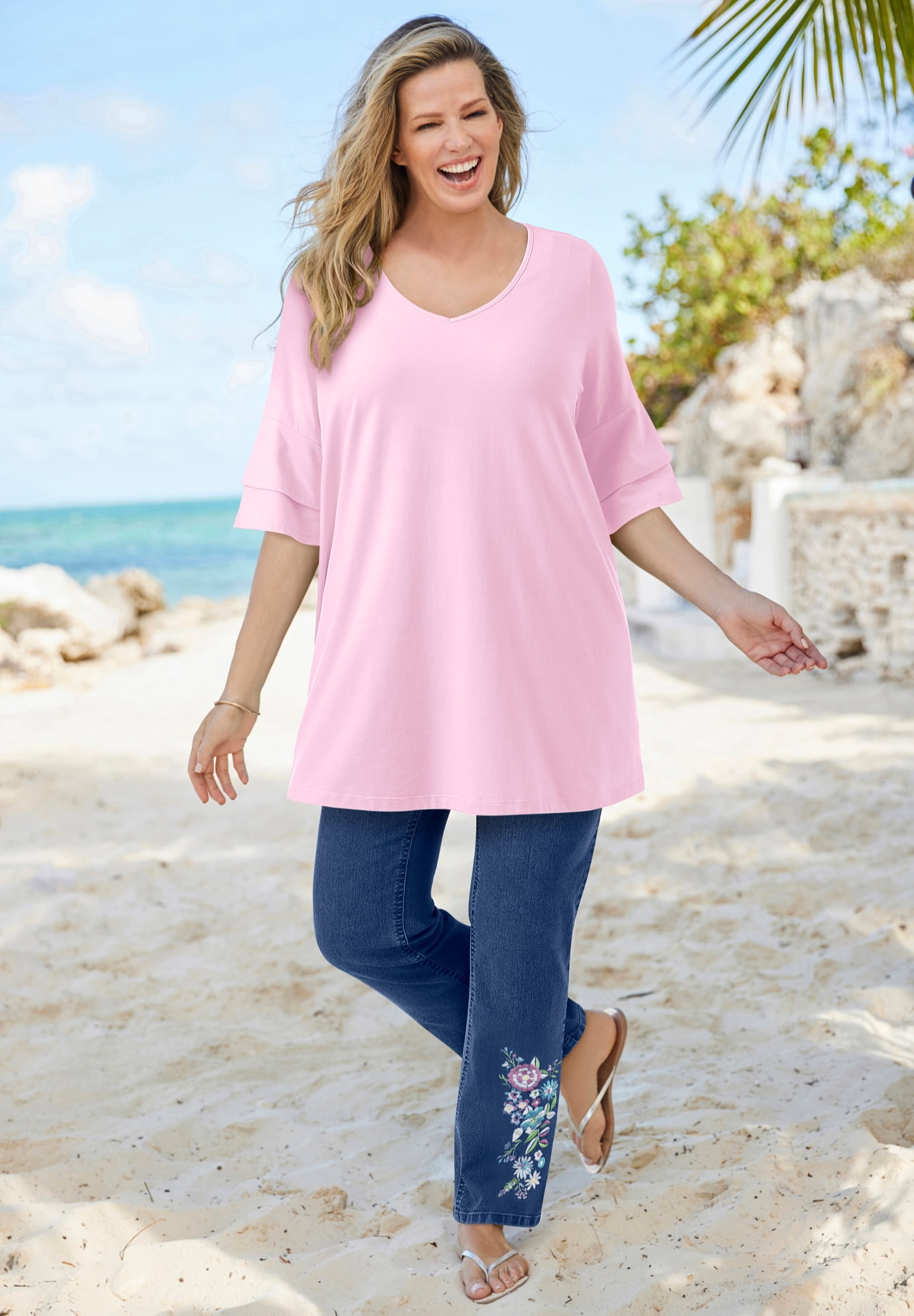 Plus Size Ruffled Elbow-Sleeve Tunic - image 4