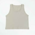 thumbnail image 2 of WUXIAN T-Shirt Sans Manches pour Filles, Col Rond, Couleur Unie, Été, Décontracté, Vacances à la Plage, Beige, 2-3 Ans, 2 of 5