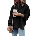 thumbnail image 2 of Solid Color Long Sleeve Women Zipper Sweater Casual Knit Pullover Jumper, 2 of 4