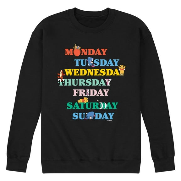Winnie the Pooh - Days of the Week with Piglet, Tigger, Eeyore - Men's Crew Neck Fleece Pullover