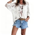 thumbnail image 3 of Crochet Lattice Tops For Women Crochet Mesh And Openwork Tops Pastel Tops For Women Short Sleeve Tops For Women Womens Summer Tops Crochet Lattice Top Womens Comfort Colors Tshirt, 3 of 5