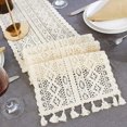 thumbnail image 4 of Camino de Mesa de Macramé, Camino de Mesa de Encaje de Ganchillo de Algodón con Borlas, Camino de Mesa de Boda Vintage Estilo de Comedor Bohemio para Mesa de Comedor Nupcial de Boda (24 x 240 cm), 4 of 6